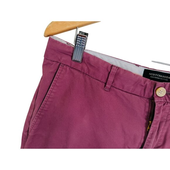 Scotch & Soda MOTT Mens Burgundy Slim Fit Chinos W32/L32 Cotton Blend - Picture 4 of 10